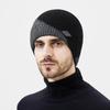 Winter Color Matching Wool Warm Thick Knitted Hat Men's Outdoor Riding Cold-Proof Ear Protection Wool Hat Two-Piece Set
