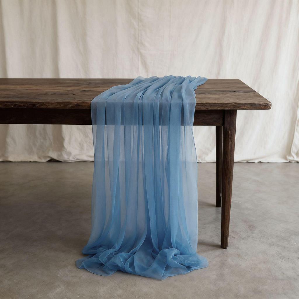 Nordic Wedding Voile Table Runner: Solid Chiffon Crepe Decoration for Dining and Parties