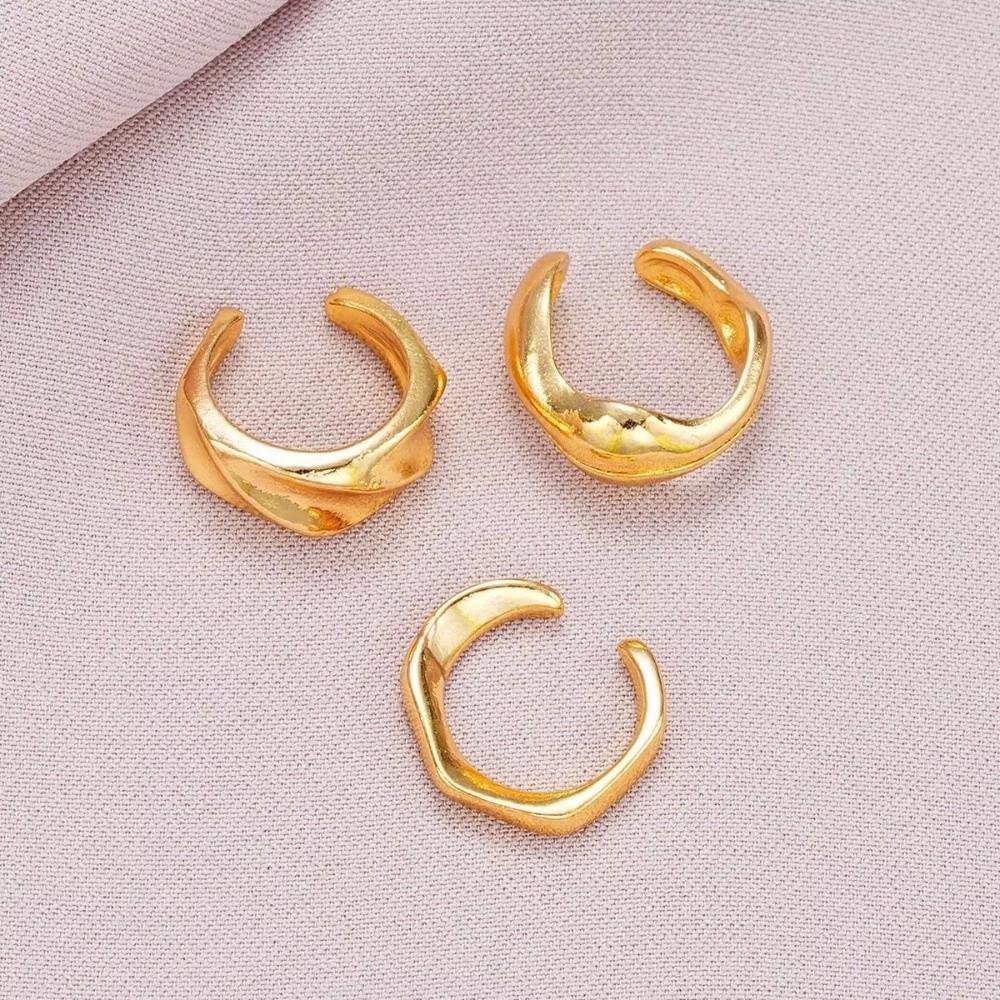 3pcs Set Alloy Helix Cartilage Clip Irregular Women Earrings Molten Ear Cuff Set Chunky Jewelry Kit