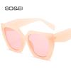SO & EI модные разноцветные солнцезащитные очки «кошачий глаз» для женщин в стиле ретро с градиентными оттенками UV400 мужские трендовые желе-розовые солнцезащитные очки