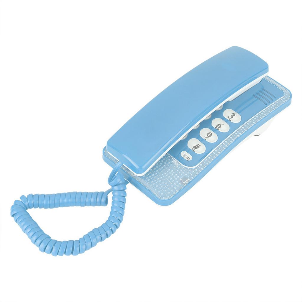 Wall Mount Landline Telephone Extension No Caller ID Home Phone For Hotel Family(Blue)