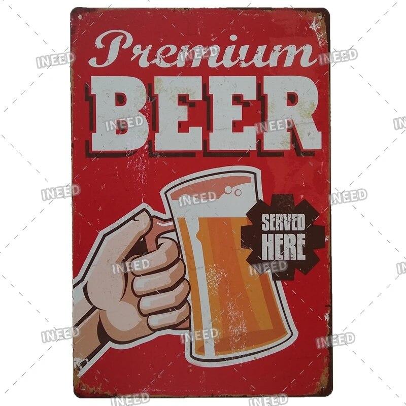 Tin Sign Beer Slod Here Vintage Metal Plaque Retro Metal Plate Funny Drink Vintage Iron Poster for Pub Club Man Cave Bar Decor
