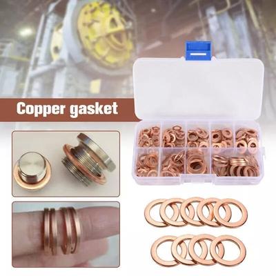 300 шт. Медные шайбы Уплотнительные кольца Плоские кольца Набор ассортимент Автомобильные медные уплотнительные кольца для форсунок Сливная пробка М5-М14