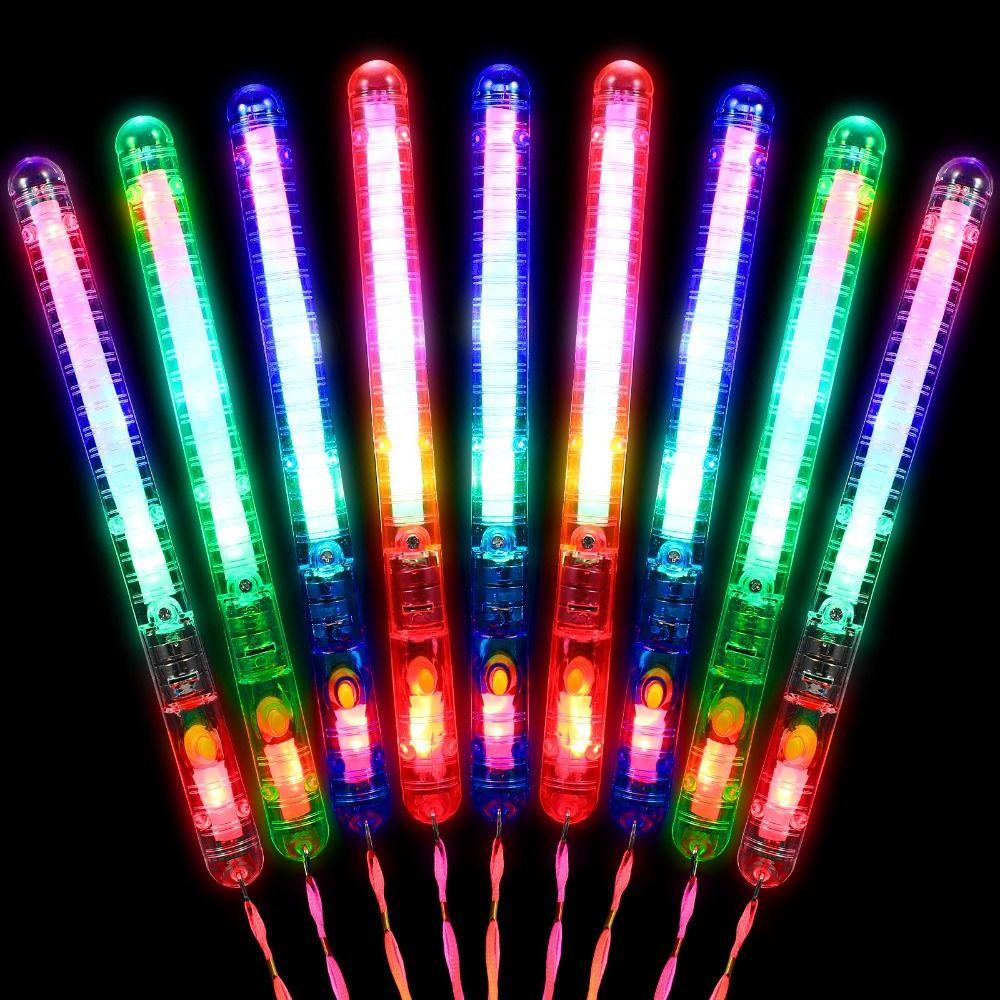 Flash Stick Flashing LED Stick Light Up Wands With Lanyards Glowing Cheer Wands Flashing LED Wand