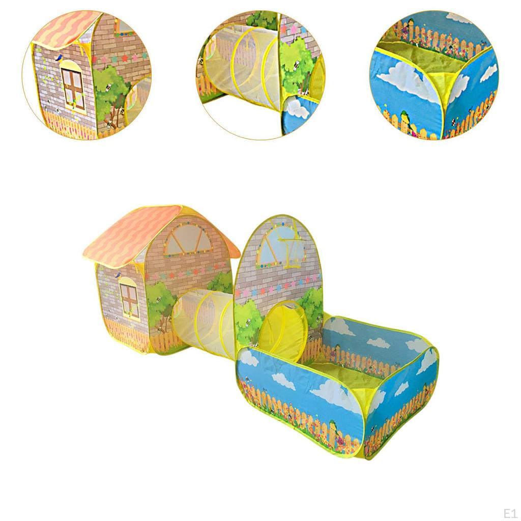 Детская игровая палатка 3 в 1, набор с мультяшным большим крытым игровым домиком для кемпинга