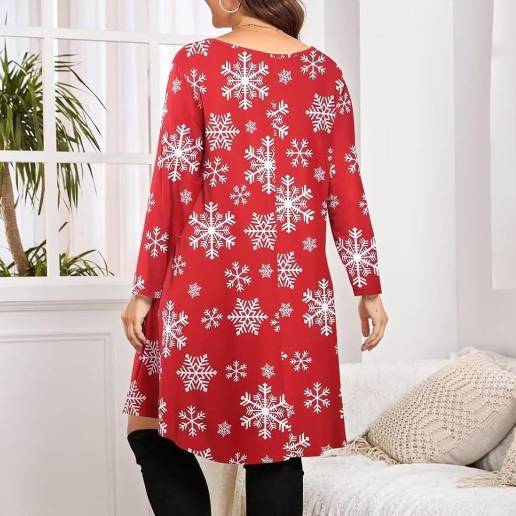 GMXIA Женская мода с рождественским принтом на рукавах, женская одежда больших размеров