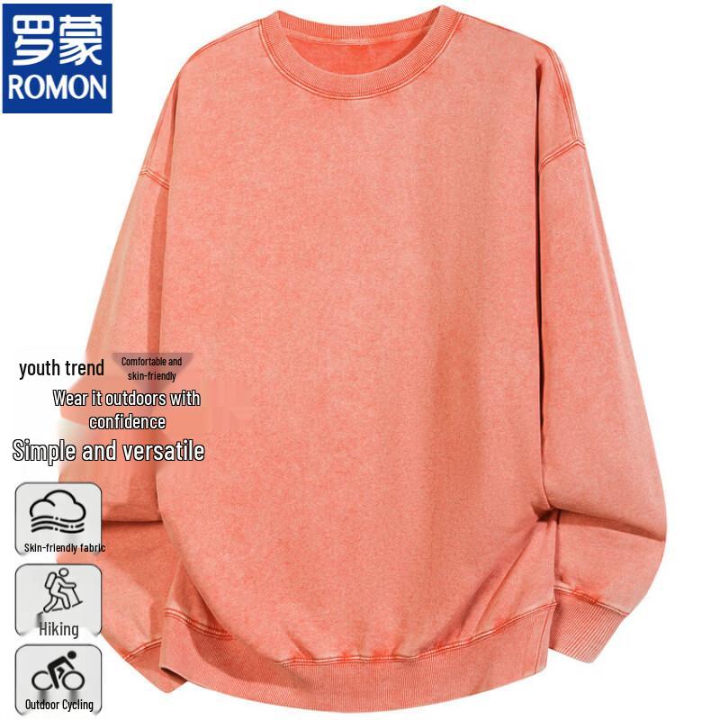 ROMON Men's Round Neck Long Sleeve Casual Sweatshirt