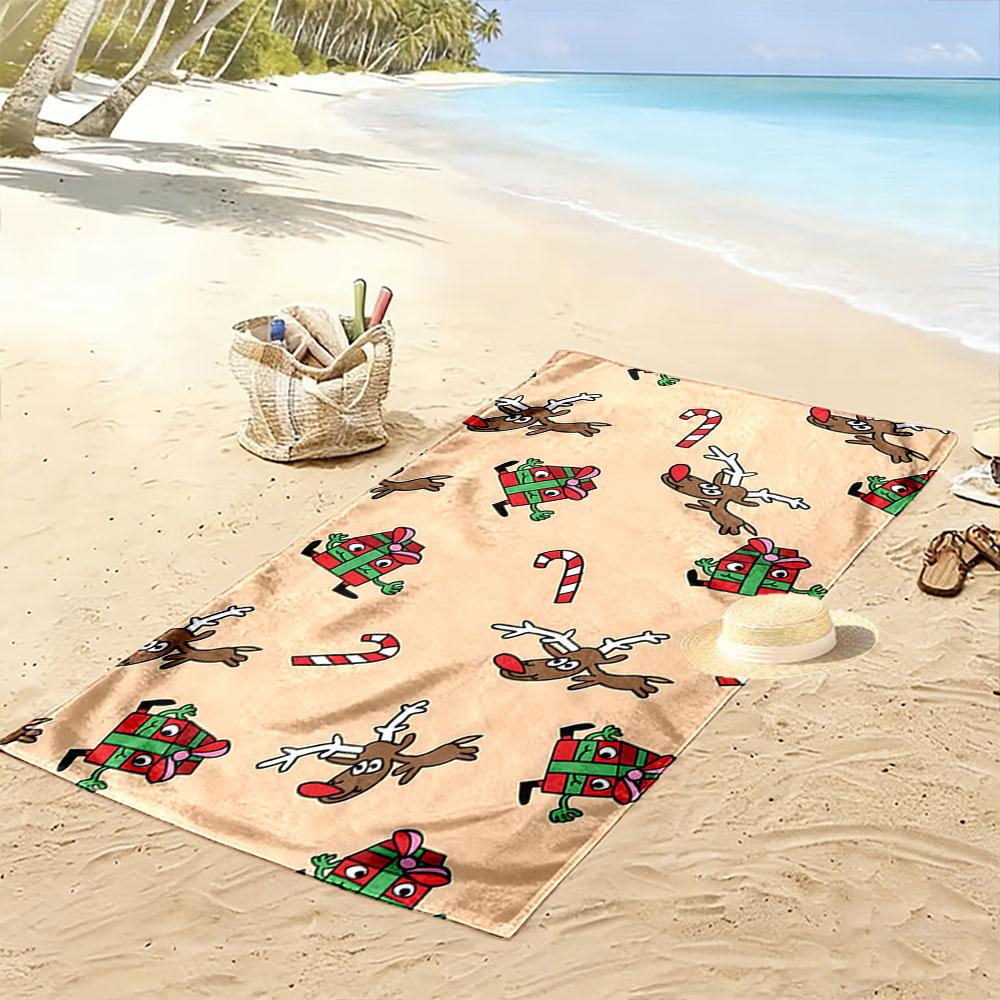 Playful festive cheer Print beach towel, quick drying, suitable for travel, outdoor sports, jogging, the beach and swimming, gift