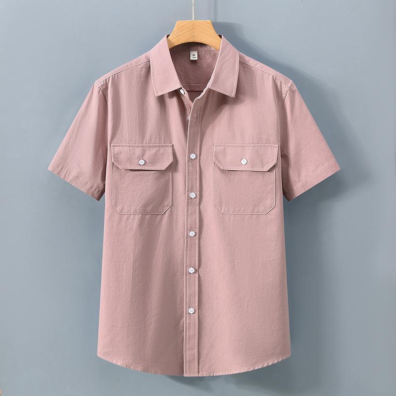 American Short Sleeve Shirt Men Summer Shirt Pure Cotton Casual Men Tops Youth Double Pockets Shirt New Fashion Men Clothing
