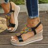 Fashion Women Sandals Bohemian Style Wedge Sandals Summer Thick Sole Non Slip Beach Shoes Woman Colorful Bead Chunky Platform Sandals