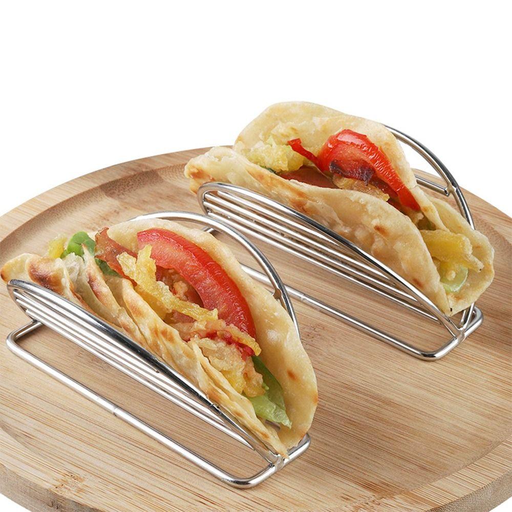 Handle Stainless Steel Wave Shaped Kitchen Tools Tray Plate Taco Holder Taco Shell Stand