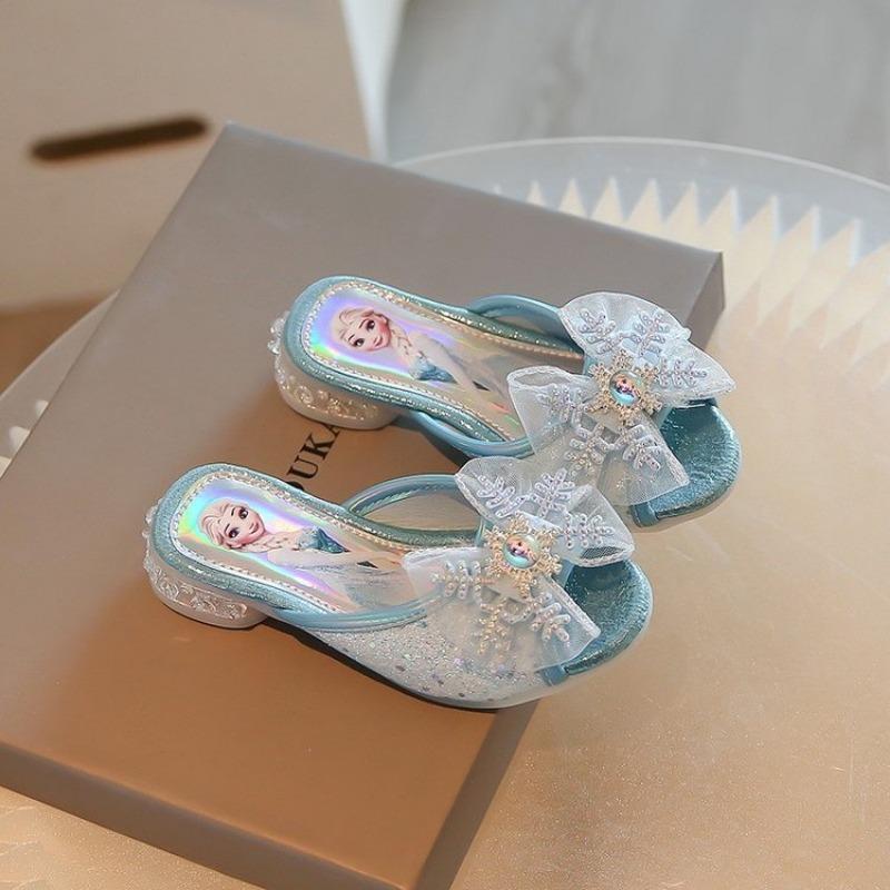 Девочка, Туфли принцессы, Лето, Девочка, Бант, Стразы, Блеск, Тапочки, Открытый носок, Верхняя одежда