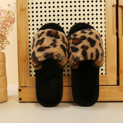 Дамы, Леопардовый принт, Меховые тапочки, Верхняя одежда, Повседневные хлопковые тапочки