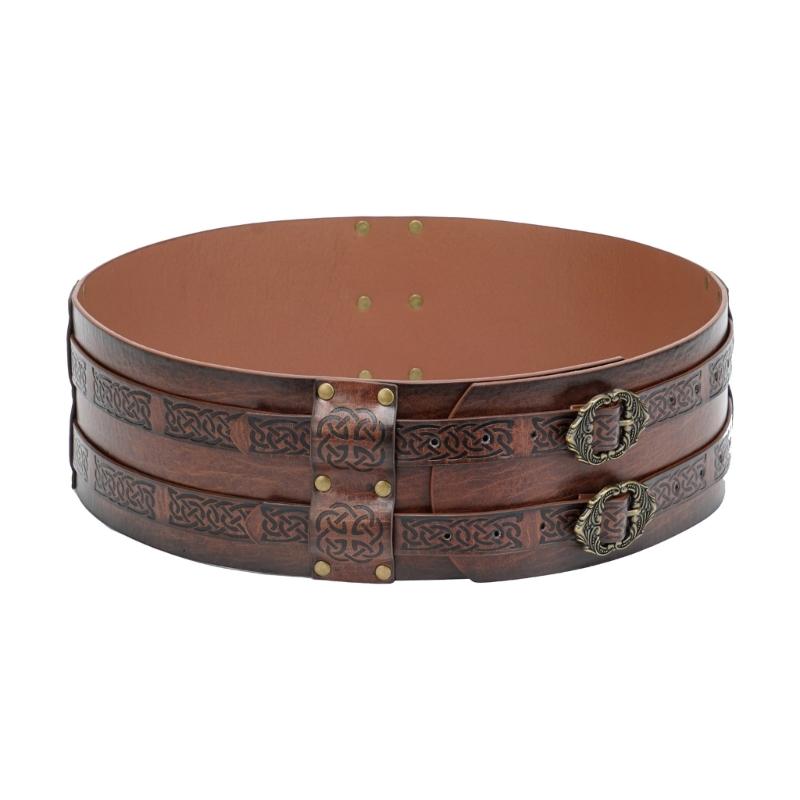Тисненый широкий кожаный пояс викинга, рыцарский корсетный пояс, ренессансный средневековый пояс с пряжкой, скандинавский пояс из искусственной кожи, доспешный пояс