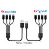 Короткий кабель 5 В USB A C на Type C, многофункциональный кабель для зарядки 4 в 1, разветвитель Micro USB, кабель-адаптер, 4-портовый разветвитель USB C PD