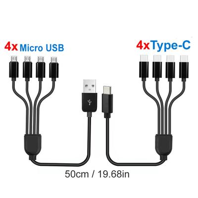 Короткий кабель 5 В USB A C на Type C, многофункциональный кабель для зарядки 4 в 1, разветвитель Micro USB, кабель-адаптер, 4-портовый разветвитель USB C PD