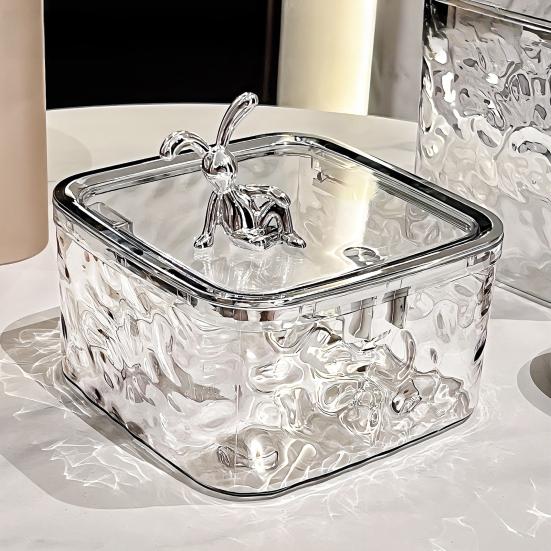 Transparent Storage Box Desktop Organizer With Press Type Lid Dressing Table Storage
