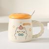 Coffee Cup with Spoon Ceramic, Cute Wind Cup with Lid High Value Set Water Cup Children's Drinking Water Cup Ceramic