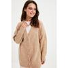 Beige Buttoned V-neck Knitwear Cardigan Tctaw22hi0397