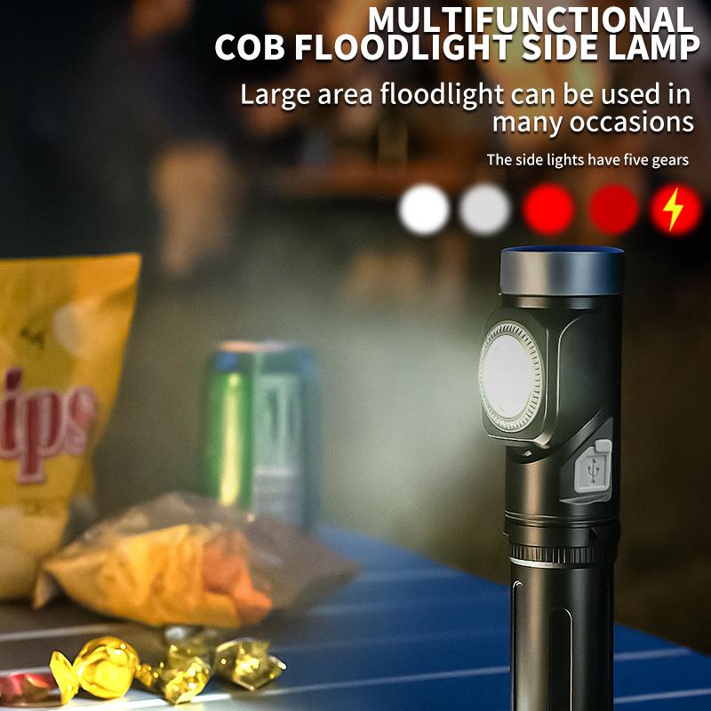 Светодиодный+COB водонепроницаемый налобный фонарь Type-C перезаряжаемый 90° регулируемый портативный фонарь на голову индикатор магнитный хвост туристический фонарь