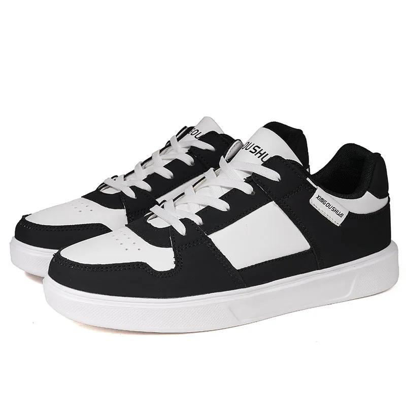 Mens's Casual Sneakers Luxury PU Leather Skateboard Shoes Fashion Patchwork Low Top Sports Shoes for Men 2024 New Trend Sneaker