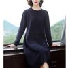 Вязаное платье-свитер до колен для женщин, осенне-зимнее, стильный пуловер средней длины и однотонное вязаное платье-пуловер с длинным рукавом