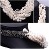 Hot Winding Chunky Statement Retro Rhinestone Simulated Pearl Multiple Layer Necklace