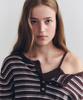 ROLAROLA One Off Shoulder Stripe Knit Set Br+Gy