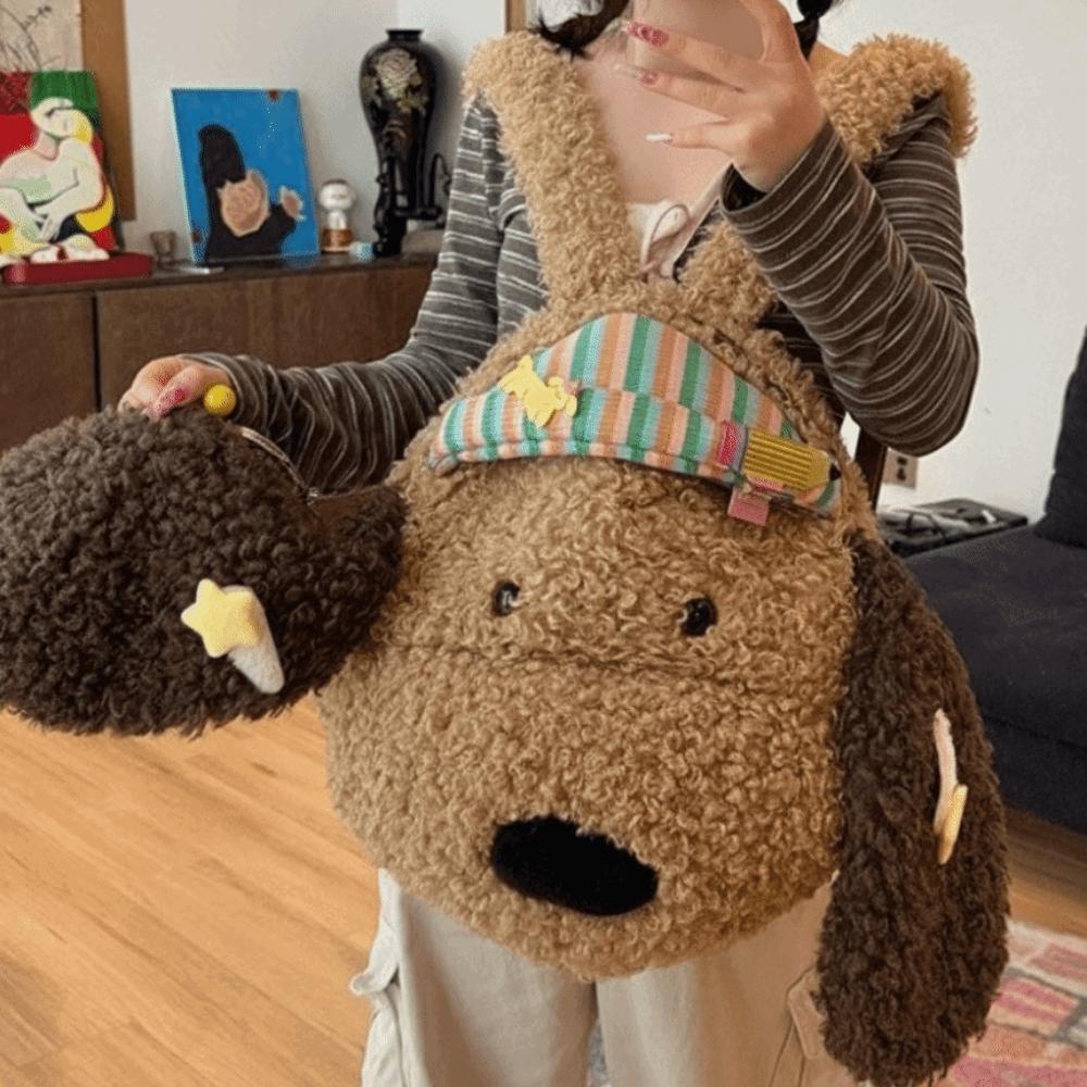 Versatile Cartoon Plush Backpack Stuffed Students School Bag Dog Plush Doll Knapsack  Kid Girl Boy