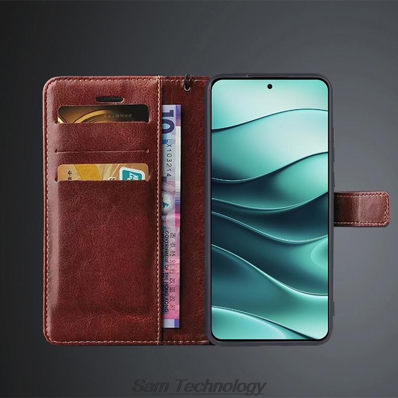 Чехол-держатель для карт для Xiaomi Redmi Note14 4G / Redmi Note 14 5G Global Pu Leather Retro Wallet Flip Case Capa Fundas Coque