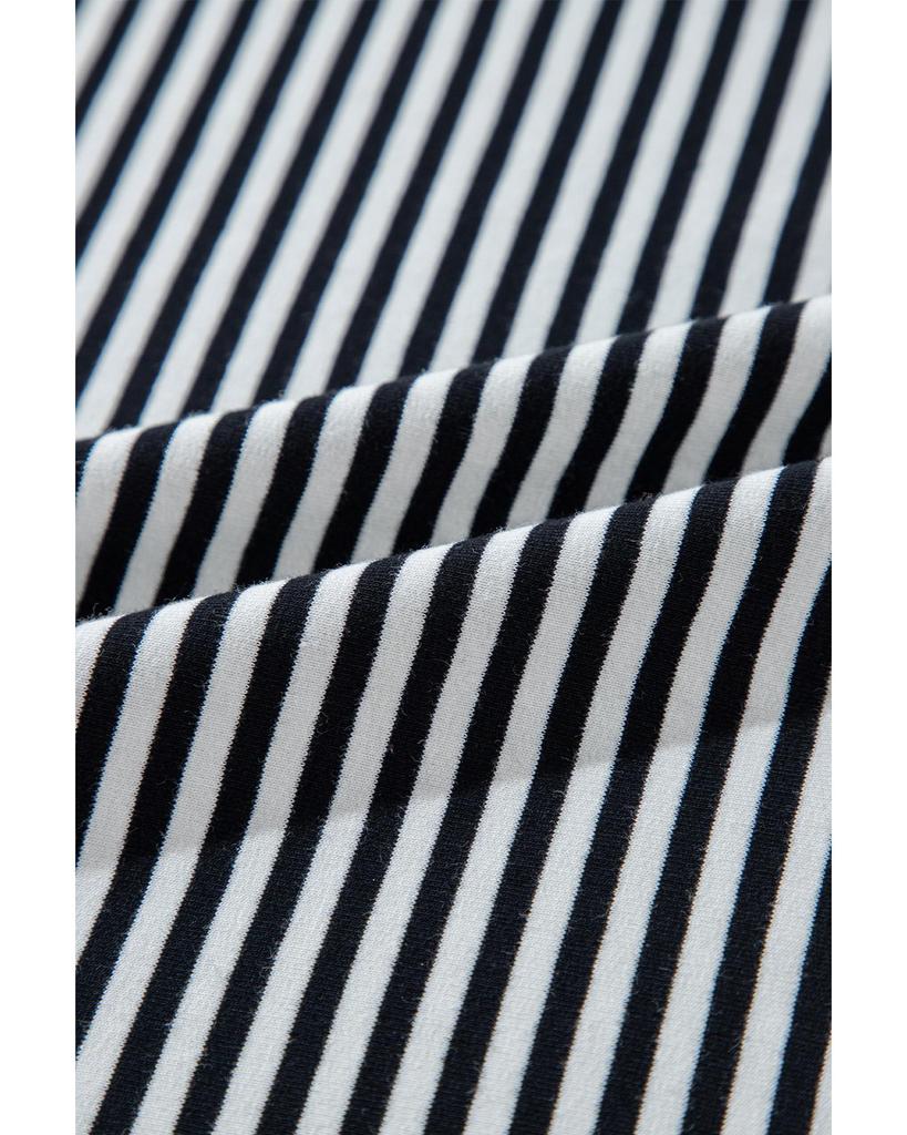 Azura Exchange Black White Striped Patchwork 3/4 Sleeve Oversize Top