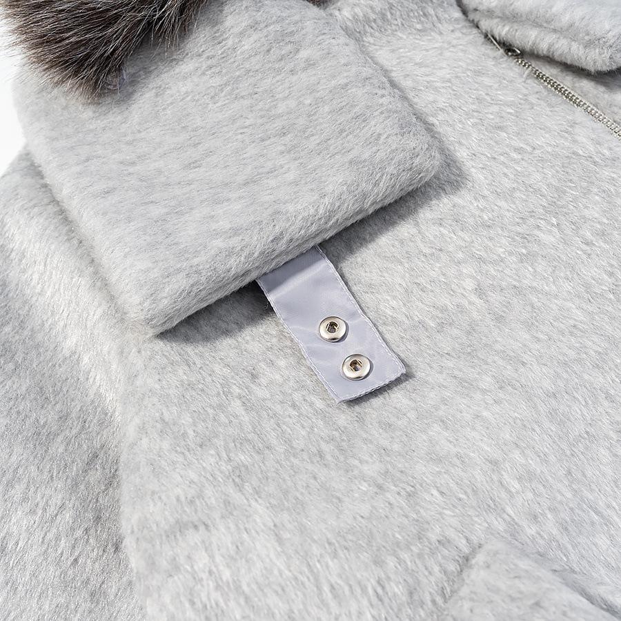 European and American style, new women's clothing, fashionable, casual, versatile big fur collar woolen padded jacket