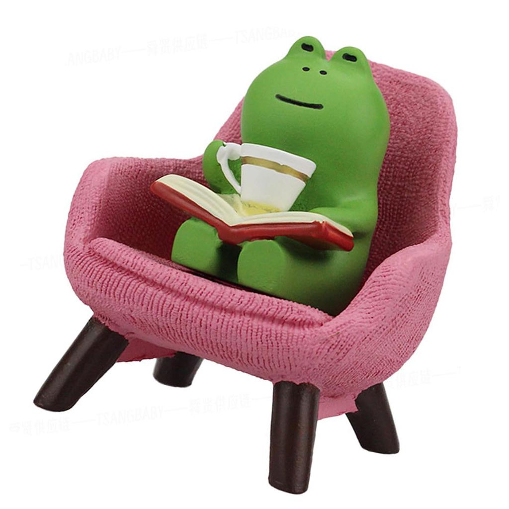 Милая статуэтка лягушки Миниатюрная фигурка лягушки для украшения стола в помещении Идеально подходит для книжной полки, офиса, животное, фигурка феи