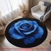 Роскошные коврики для пола круглой формы с узором из голубых роз, кухонный коврик-дорожка для прихожей, мягкий ковер для спальни и гостиной, нескользящий коврик для зонирования