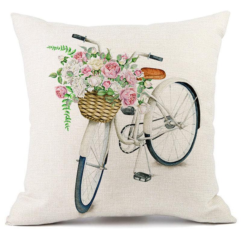 Seasons Throw Pillow Cover Spring Linen Flowers Truck Cushion Office Throw Pillow Cushion Throw Pillow Cushion