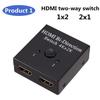 Répartiteur 4K Compatible HDMI, Commutateur KVM Bi-direction 1x2-2x1, Sortie 2 En 1 Pour PS4-3 TV Box [1505334]