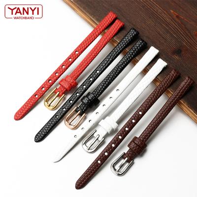 Ремешок для часов из натуральной кожи, женский браслет 6 мм, 8 мм, 10 мм, 12 мм, кожаный ремешок для часов ящерицы, маленькие наручные часы, ремень с пряжкой