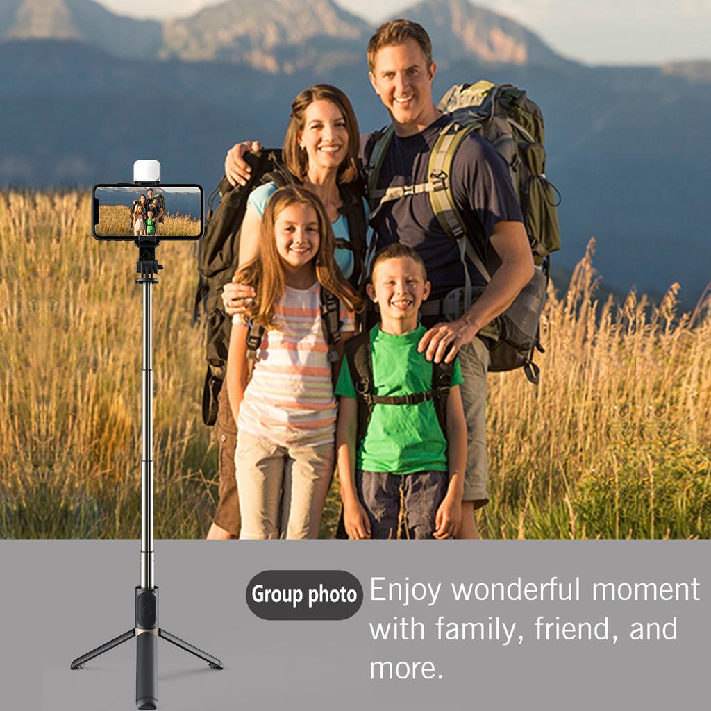 Aluminum Alloy Wireless BT Remote Control Selfie Stick Multifunctional Portable Tripod Stand with