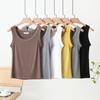 Elastic Plus Size Slimming Round Neck Vest - Women's Versatile, Wide Shoulder, Anti-Exposure Top