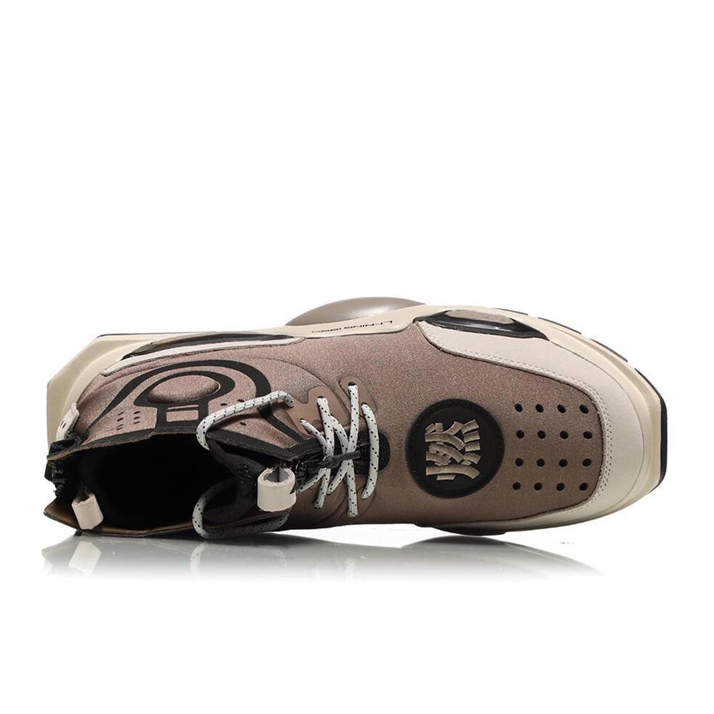 Li Ning Rekindled Амортизация Скользкие Устойчивые к истиранию Высокие Винтажные Баскетбольные Кроссовки Мужские Коричневые AGBN052-2