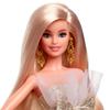Barbie Праздничная Барби Блондинка Подпись Черный Кукольный домик для ролевых игр от 6 лет и Золотое платье для переодевания, Вверх, (JBH95)