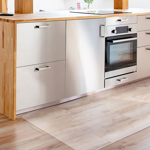 Freely Kitchen Mat, Clear, Transparent, Wipeable, Antibacterial, Odor Resistant, 1.5mm Thick, Floor Protection, Scratch Prevention, Water-Repellent, C