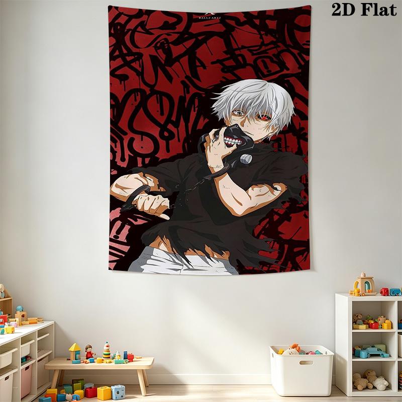 Tokyo Ghoul Kaneki'S Urban Battle Tapestry Background Cloth Fashion Print Wall Covering Decoration Wall Decoration Work Of Art