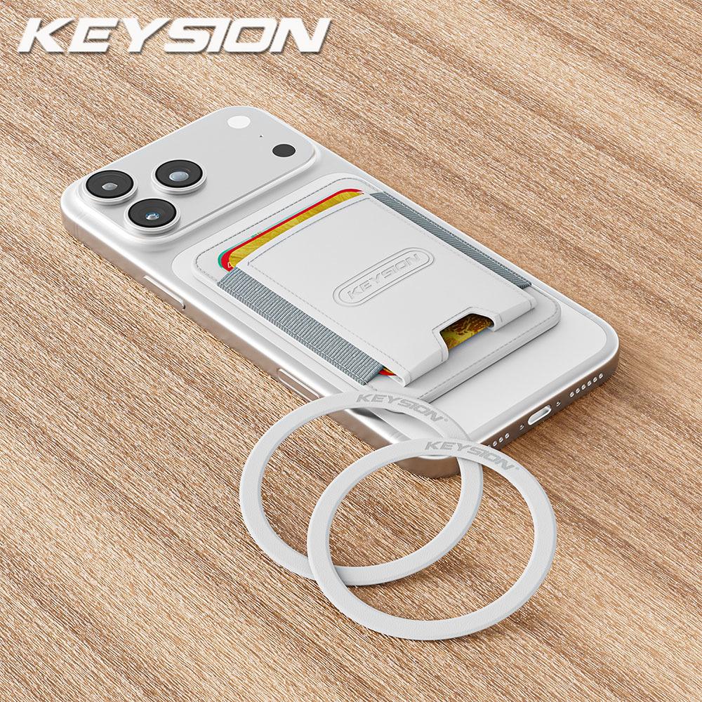 KEYSION Магнитный чехол-держатель для карт MagSafe для iPhone 17 16 15 Pro Max Samsung Huawei Эластичный кошелек-сумка из ПУ кожи Чехол для телефона