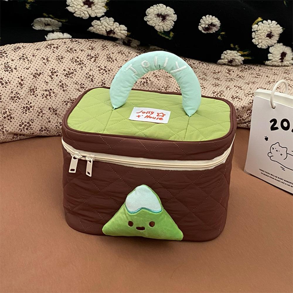 House-shaped Handheld Cosmetic Case Kawaii Toiletry Bag Simple Cute Cabin Makeup Bag Storage Bag