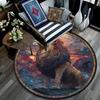Lion Artwork Round Area Rug,Carpet Rug for Living Room Bedroom Sofa Playroom Decor,Non-slip Floor Mat