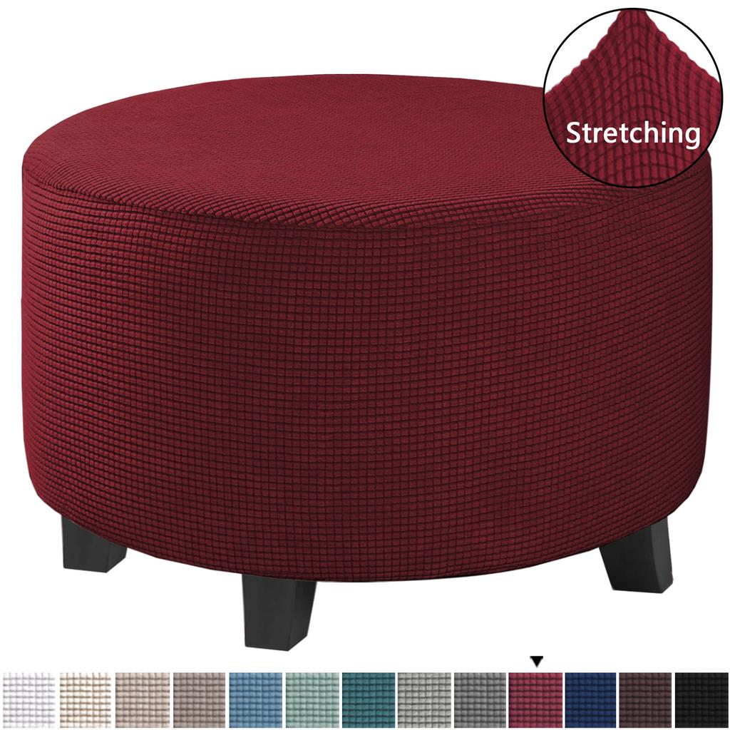 Ottoman Cover Stretch Ottoman Slipcover Round Ottoman Storage Cover Folding Stool Covers for Footrest Ottoman Fit Dia  20"-41" Removable Washable