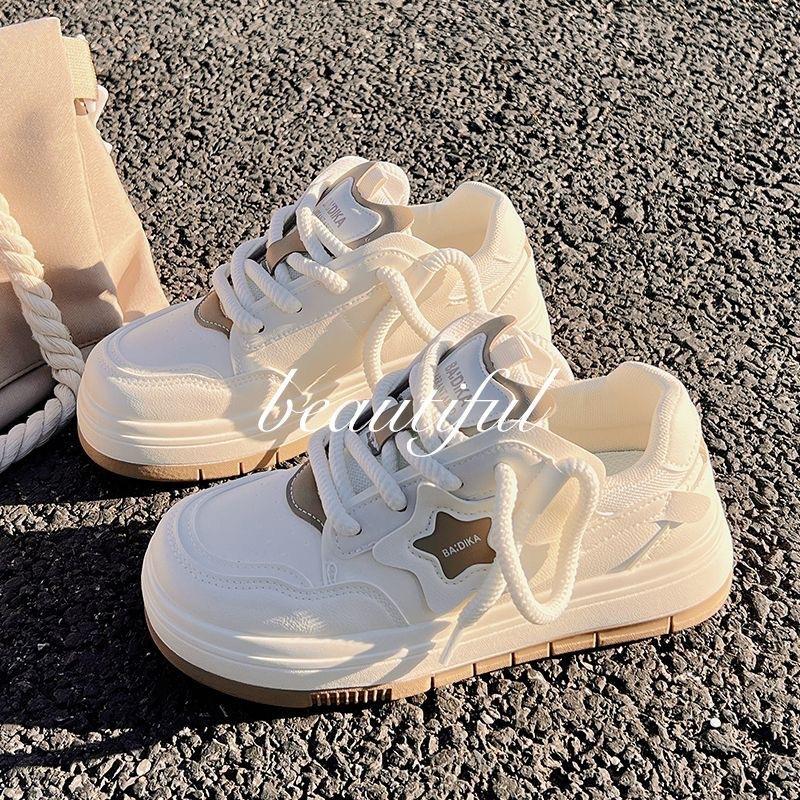 Звездная платформа белые туфли женские 2025 весна и осень новая универсальная обувь детская нишевая оригинальная обувь на доске студенческая спортивная обувь