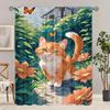 2PC - Cute Cat Print Curtain - Polyester Material - Suitable for Bedroom, Living Room, Study, Private Space