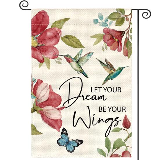 Double-Sided Garden Flag for Porch 12x18 Inch Fade-Resistant Spring Floral Butterfly Print Decorative Flag for Outdoor Yard Patio Mailbox Seasonal